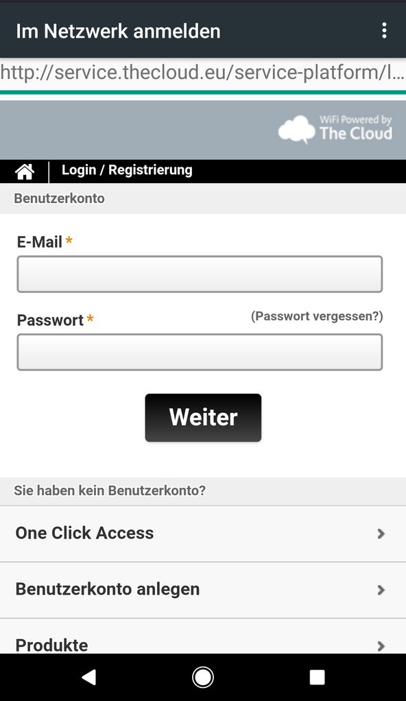 Schritt 3: WLAN-Portal „One Click Access“.