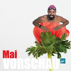 Ein schwimmer taucht aus einer Mohnblüte auf. Bildmontage: VHS Oldenburg