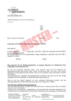 Muster eines Leistungsbescheids
