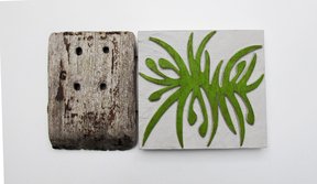 Tupel 62, 2015, Multiple, bemalte Druckplatte, Fundstück ▪ Bild: Sabine Kortenhaus 