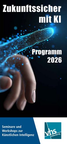 Titel des Folders mit KI Veranstaltungen der VHS Oldenburg