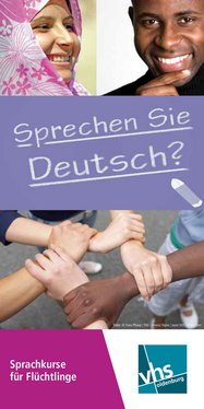 Titel des Flyers Sprachkurse für Geflüchtete