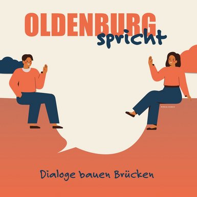 Zwei gezeichnete Figuren sitzen sich gegnüber. Zwischen ihnen liegt eine Schlucht in Form einer Sprechblase.