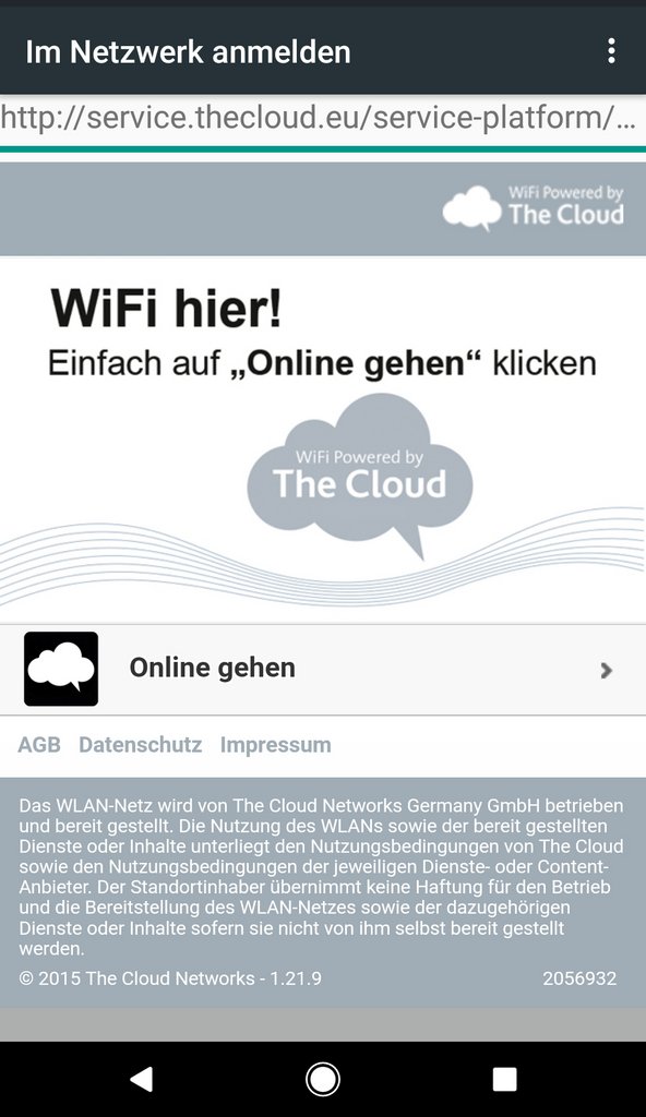 Schritt 3: WLAN-Portal „Online gehen“.