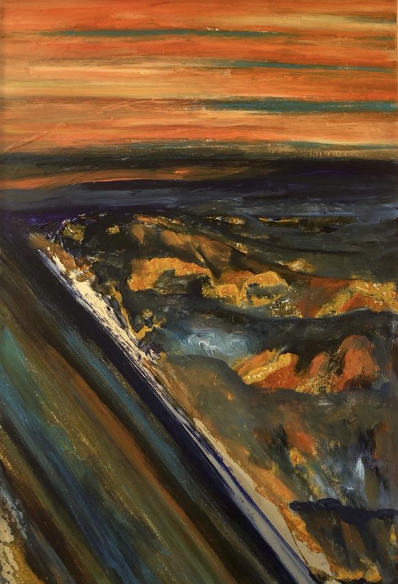 Eine Landschaft im Stil von Edvard Munch.