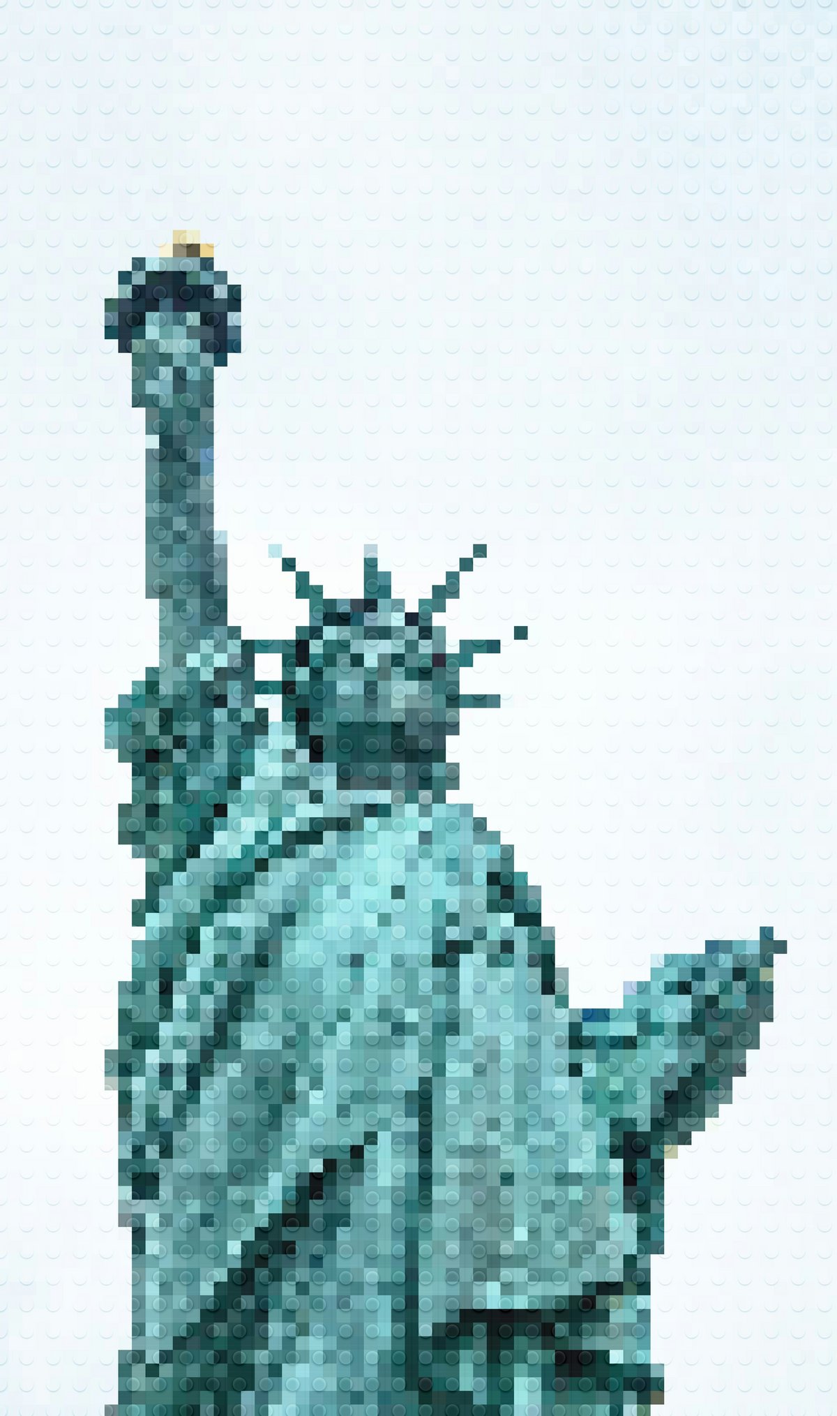 Die Freiheitsstatue aus Lego in 2D.