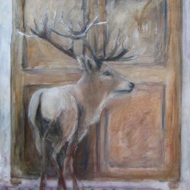 „Hirsch“ (2012), Mischtechnik 100x140 cm von Anke Dinkelbach.