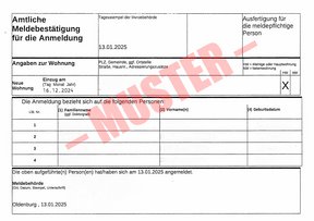 Muster einer Meldebescheinigung