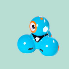 Kleiner blauer Roboter zum Programmieren für Kinder