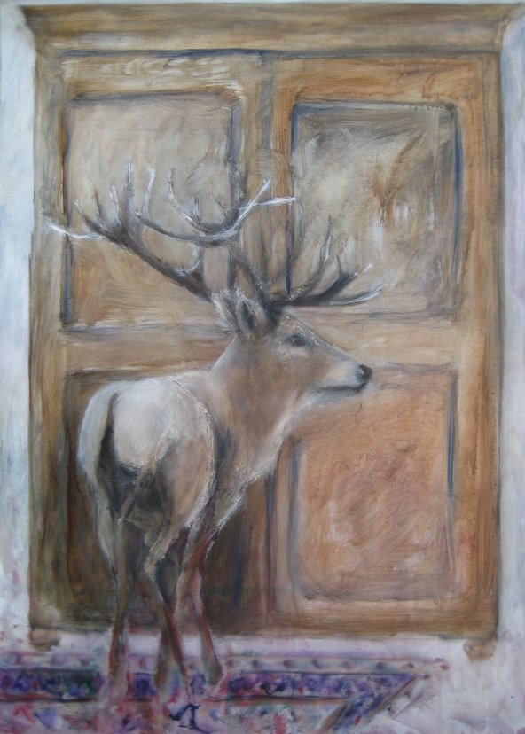 „Hirsch“ (2012,Mischtechnik, 100x140 cm) – Bild: Anke Dinkelbach